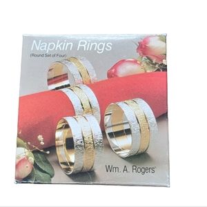 Wm Rogers Silverplate Brass Napkin Rings Set of 4